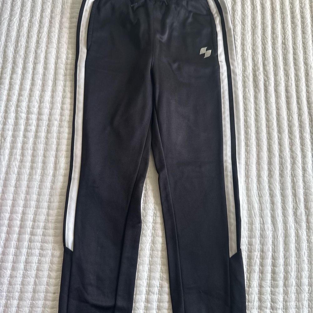 Kids Black Track Pants with White Stripes